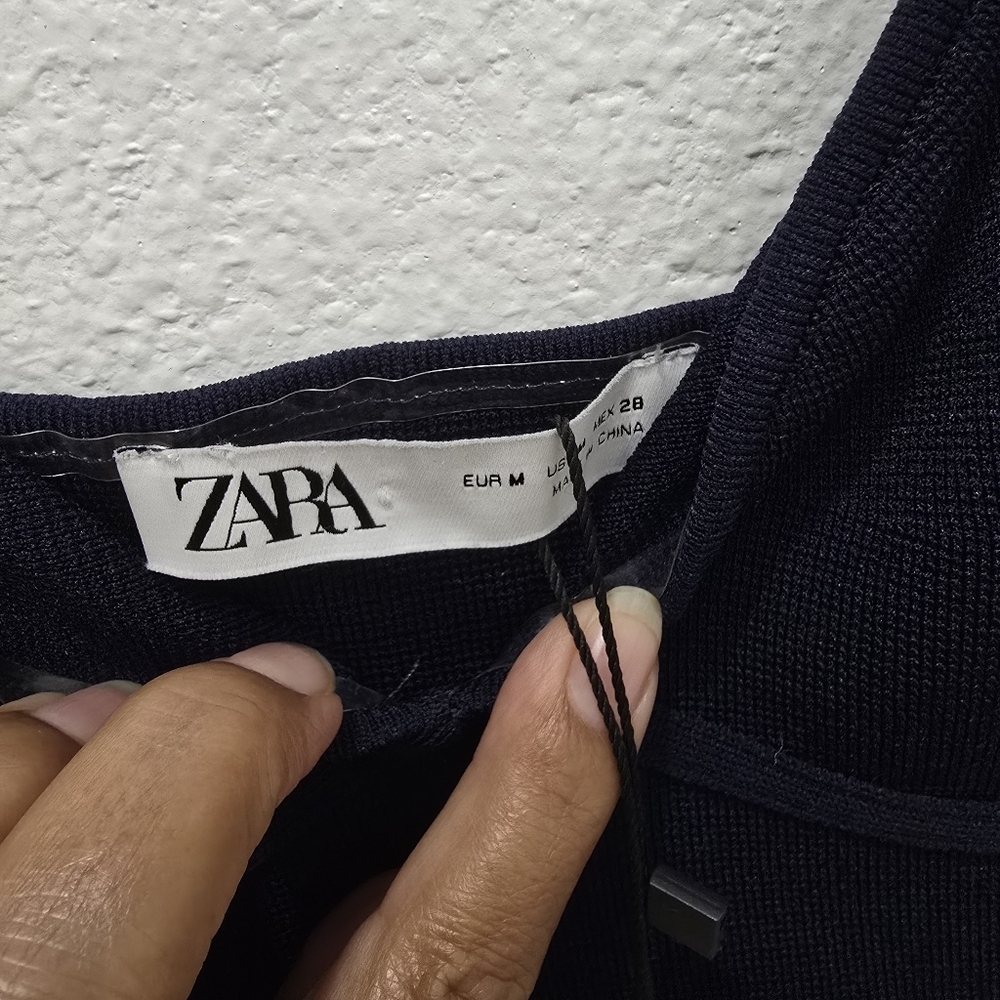 NWT Zara Navy Blue Bustier Midi Dress Corset Style Bodycon M - Picture 9 of 12